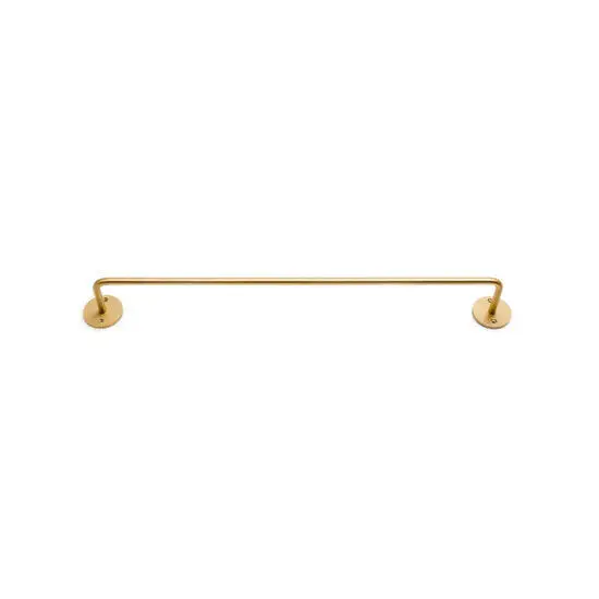 Væghængt håndklædeholder i metal med lige design og to cirkulære monteringsbaser.