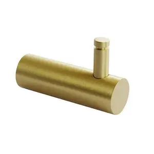 Metalkrog med cylindrisk design, glat overflade og messingfinish, ideel til ophængning.