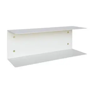 Minimalist beige U-formet hylde med fire monteringshuller. Enkel og moderne stil.