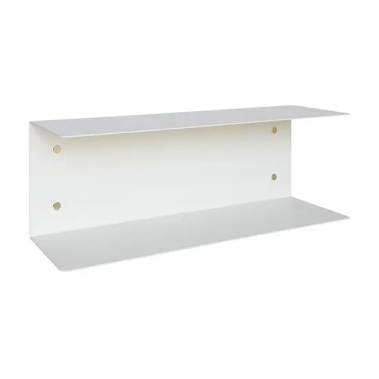 Minimalist beige U-formet hylde med fire monteringshuller. Enkel og moderne stil.
