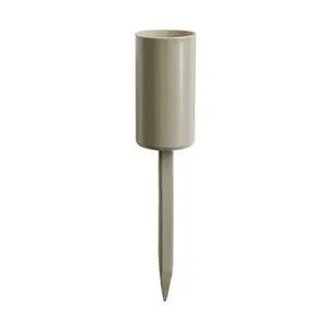 Lysholder med spids bund, cylindrisk form, farve i mørk beige.