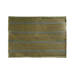 Moudhome - STRIPE dørmåtte 50x72 cm - olive/blå - genanvendt polyester