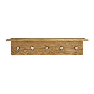 Moudhome - FJORD knagerække med hylde i egetræ natur med stål knager - 70 cm