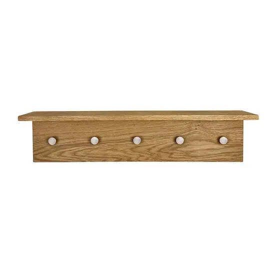 Moudhome - FJORD knagerække med hylde i egetræ natur med stål knager - 70 cm