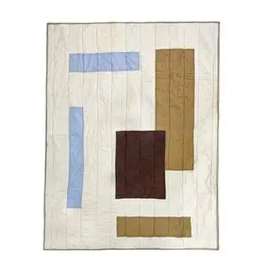 Moudhome - PATCH quiltet tæppe 130x170 cm - blå/beige/brun