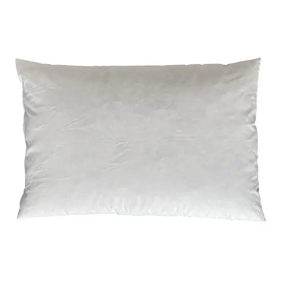 Rektangulær, hvid pude med glat overflade, fyldt og i størrelse 40x60 cm.