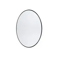 Rundt vægspejl med sort, tynd ramme, diameter 80 cm.