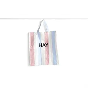 Hay - Indkøbstaske - Candy Stripe Bag - blå, rød og hvid - X-large