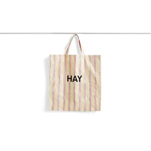 Hay - Indkøbstaske - Candy Stripe Bag - rød og gul - X-large