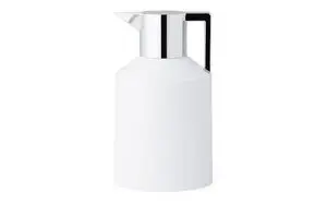 Normann Copenhagen Geo Vacuum Jug, hvid, cylindrisk med skinnende top og sort hank, 1,5 L.