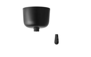 Sort, glat skålformet produkt med aftagelig del, fra Normann Copenhagen, kaldet "Canopy".