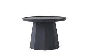 Stort bord fra Normann Copenhagen med rund bordplade og polygonal base, glat overflade.