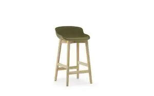 Normann Copenhagen - Hyg Barstool 65 cm Front Upholstery Olive & Oak