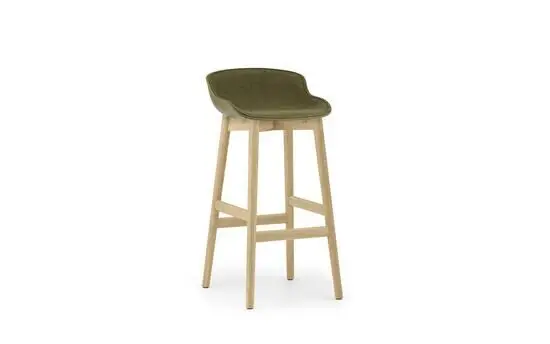 Normann Copenhagen - Hyg Barstool 75 cm Front Upholstery Olive & Oak