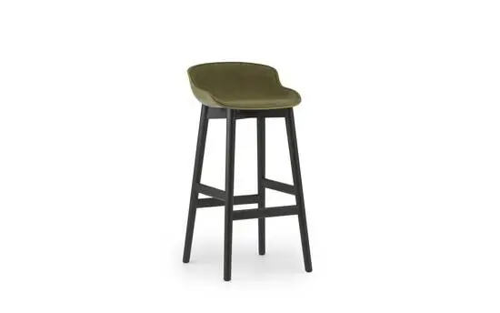 Normann Copenhagen - Hyg Barstool 75 cm Front Upholstery Olive & Black Oak