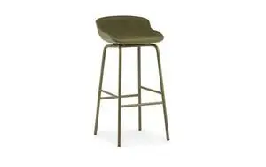 Normann Copenhagen - Hyg Barstool 75 cm Front Upholstery Olive & Olive Steel