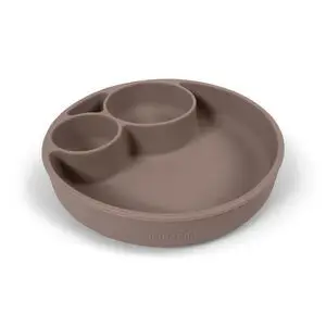 Oyoy - Silikone tallerken ruminddelt - Warm Grey