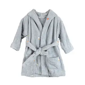 Oyoy - Badekåbe med broderi 1-2 år GOTS - Pearl Blue