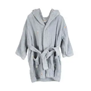 Oyoy - Badekåbe med broderi 3-4 år GOTS - Pearl Blue