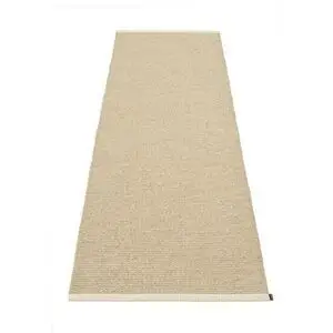 Beige rektangulært tæppe med ensartet tekstur, designet i en længde på 85x260 cm.