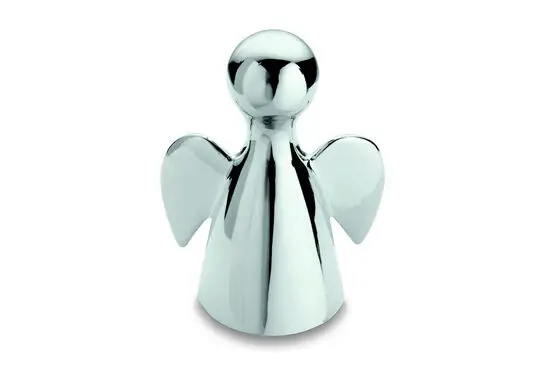 Engel-formet billedholder med afrundet hoved og vinger. Reflekterende, poleret overflade.