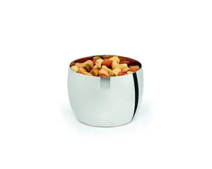 Skål med poleret ydre og moderne design, perfekt til snacks eller småting.
