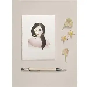 Vissevasse - Notesbog pige med blomst i øje