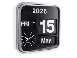 Karlsson - Wall clock Big Flip silver casing, black dial