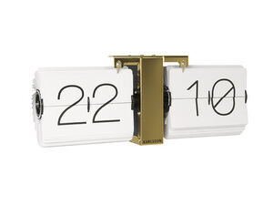 Karlsson - Flip clock No Case white, brass stand