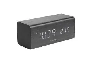 Karlsson - Alarm clock Block black veneer, white LED