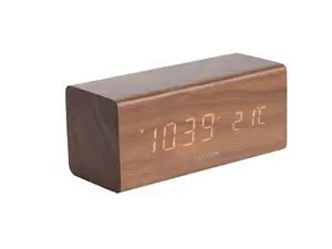 Karlsson - Alarm clock Block dark wood veneer, white LED