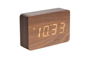 Karlsson - Alarm clock Square dark wood veneer, white LED