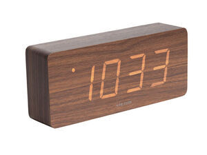 Karlsson - Alarm clock Tube dark wood veneer, white LED