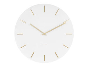 Karlsson - Wall clock Charm white steel with gold battons