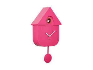 Karlsson - Wall clock Modern Cuckoo ABS bright pink
