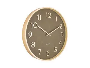 Karlsson - Wall clock Pure wood grain medium moss green
