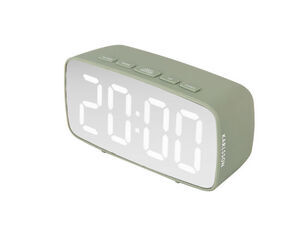 Karlsson - Alarm clock Silver Mirror LED oval jungle green