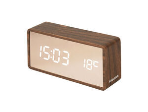 Karlsson - Alarm clock Copper Mirror LED dark wood veneer