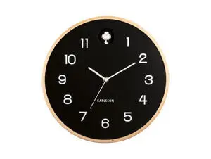 Karlsson - Wall clock Natural Cuckoo birch wood black