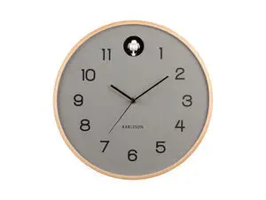 Karlsson - Wall clock Natural Cuckoo birch wood mouse grey
