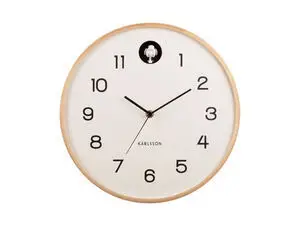Karlsson - Wall clock Natural Cuckoo birch wood white