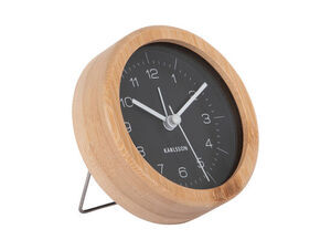 Karlsson - Alarm clock Neat bamboo round black