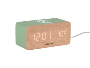 Karlsson - Alarm clock Block w. phone charger LED jungle green, white LED
