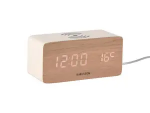 Karlsson - Alarm clock Block w. phone charger LED white wash veneer, white LED