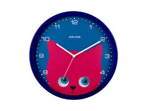 Karlsson - Wall clock Peekaboo Cat dark blue