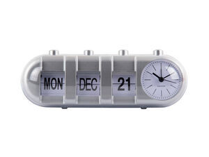 Karlsson - Alarm clock Retro Tube Calendar Flip silver