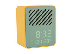 Karlsson - Alarm clock Funky Vibes blue tooth speaker bright yellow w. green