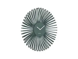 Vægur med grøn urskive, hvide visere og strålende buet design. Teksten "Karlsson" ses på urskiven.