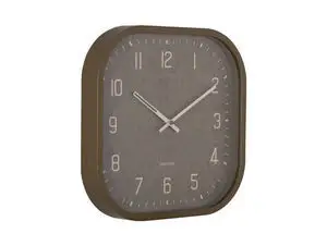 Kvadratisk vægur med afrundede kanter, store tal og to visere. Farven er luksuriøs grøn.