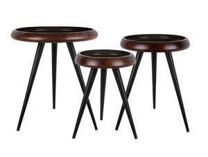 Leitmotiv - Table set Tripod warm walnut lacquer, black enamel
